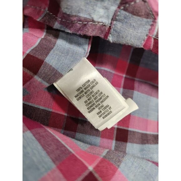 Bonobos Plaid Slim Fit Long Sleeve Button Down Shirt Blue/Pink Men's L Short - Picture 5 of 10
